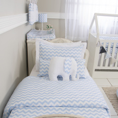 Kit Cama Solteiro 3 Peças Soho Chevron Azul (Colchão 1,88 x 0,88)