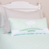 Kit Cama Solteiro com Babado 3 Peças Chuva de Amor Verde Mint / Cinza (Colchão 1,88 x 0,88)