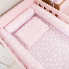 Kit de Berço Rolinho 4 Peças Cisne Rosa