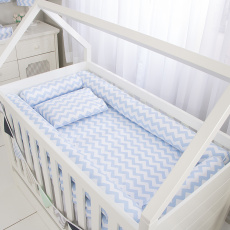 Kit de Berço Rolinho 4 Peças Soho Chevron Azul