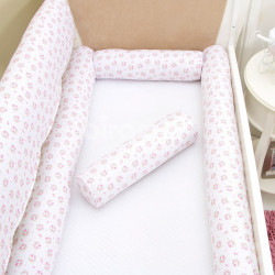 Kit de Berço Rolinho 4 Peças Tiffany Floral  Rosa