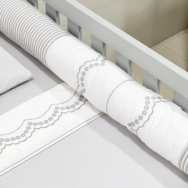 Kit de Berço Rolinho 7 Peças Firenze Branco/Cinza