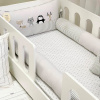 Kit de Mini Cama (70x1.50) Rolinhos com Cabeceira 4 Peças Woodland Branco/Cinza