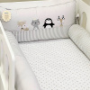 Kit de Mini Cama (70x1.50) Rolinhos com Cabeceira 4 Peças Woodland Branco/Cinza