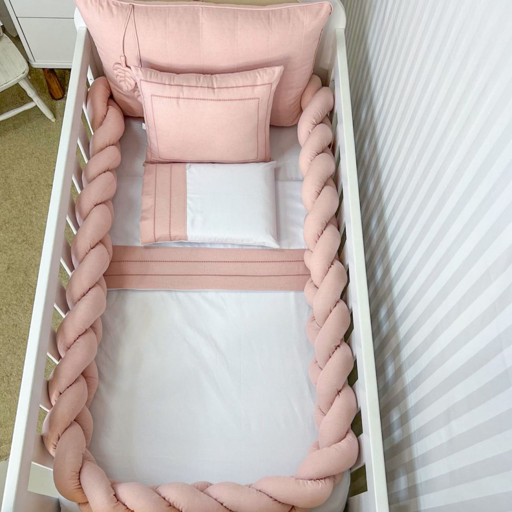Kit Enxoval de Berço 6 Peças Trança Clássico Linho Rosê - Baby Enxoval ...
