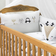 Kit Enxoval de Berço 7 Peças Woodland Branco / Cinza