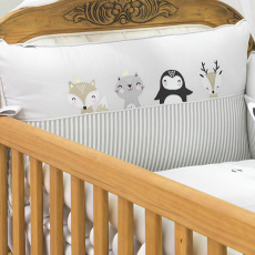 Kit Enxoval de Berço 7 Peças Woodland Branco / Cinza