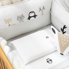 Kit Enxoval de Berço 7 Peças Woodland Branco / Cinza