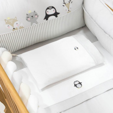 Kit Enxoval de Berço 7 Peças Woodland Branco / Cinza