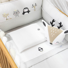 Kit Enxoval de Berço 7 Peças Woodland Branco / Cinza