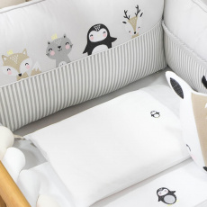 Kit Enxoval de Berço 7 Peças Woodland Branco / Cinza