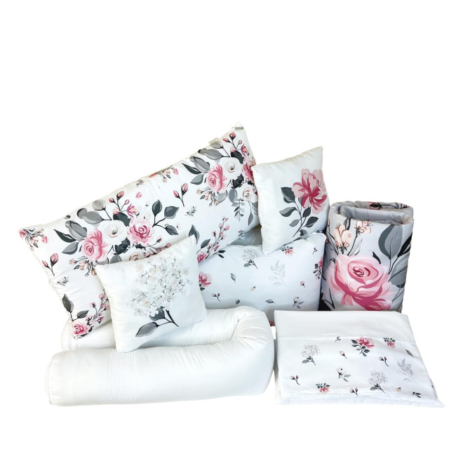 Kit Enxoval de Berço 8 peças Micropercal Poliéster 200 Fios - Infanto Floral