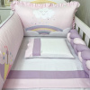 Kit Enxoval de Berço Bordado Chuva de Amor - Rosa / Lilás - 8 Peças