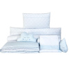 Kit Enxoval de Berço Bordado Dreams Poá Branco / Azul 10 Peças