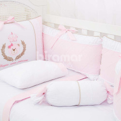 Kit Enxoval de Berço Chegou uma Princesa Rosa 5 Peças