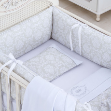 Kit Enxoval de Berço Damask Branco 7 peças