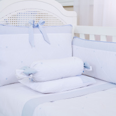 Kit Enxoval de Berço Glamour Azul 9 Peças