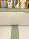 Kit Enxoval de Berço Glamour Chambray Mesclado Verde 9 Peças