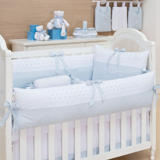 Kit Enxoval de Berço Harry Azul 9 peças com Mosquiteiro