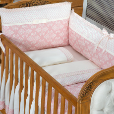 Kit Enxoval de Berço Jardim Secreto Rosa 5 Peças