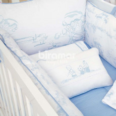 Kit Enxoval de Berço Jouy Azul 9 Peças