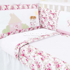 Kit Enxoval de Berço Lollipop Gabi Catarina Nude 9 Peças com Mosquiteiro