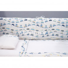 Kit Berço Lollipop Carrinho Azul 9 peças com Mosquiteiro