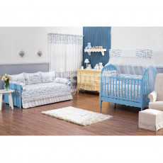Kit Berço Lollipop Carrinho Azul 9 peças com Mosquiteiro