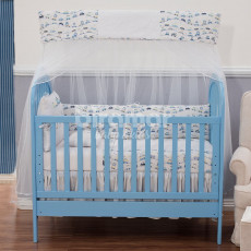 Kit Berço Lollipop Carrinho Azul 9 peças com Mosquiteiro