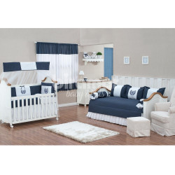 Kit Enxoval de Berço Lollipop II Coroinha Marinho 8 peças