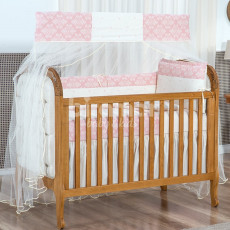 Kit Enxoval de Berço Lollipop II Olivia Rosa 9 peças com Mosquiteiro