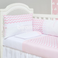 Kit Enxoval de Berço Lollipop Percal Soho Chevron Rosa 8 peças
