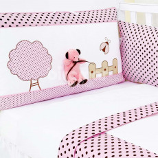 Kit Enxoval de Berço Lollipop Urso Arvore Chocolate Rosa 8 peças