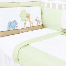 Kit Enxoval de Berço Lollipop Zoo Bege 9 Peças com Mosquiteiro