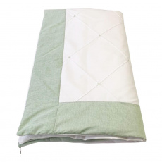 Kit Enxoval de Berço Nervurado 9 Peças Cabeceira e Rolos Laterais Glamour Chambray Mesclado Verde
