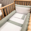 Kit Enxoval de Berço Nervurado 9 Peças Cabeceira e Rolos Laterais Glamour Chambray Mesclado Verde