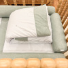 Kit Enxoval de Berço Nervurado 9 Peças Cabeceira e Rolos Laterais Glamour Chambray Mesclado Verde