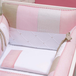 Kit Enxoval de Berço Patchwork Rosa 9 Peças