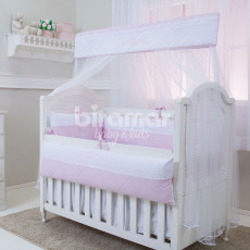 Kit Enxoval de Berço Sophie Rosa 9 peças com Mosquiteiro