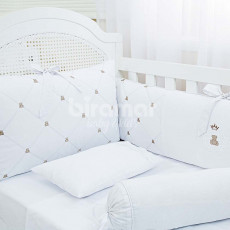 Kit Enxoval de Berço Theodore Branco 10 Peças com Mosquiteiro