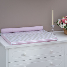 Kit Enxoval para Berço Espuma antissufocante Chevron Cinza/Rosa 5 Peças