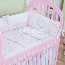 Kit Enxoval para Berço Tiffany Floral  Rosa 5 Peças