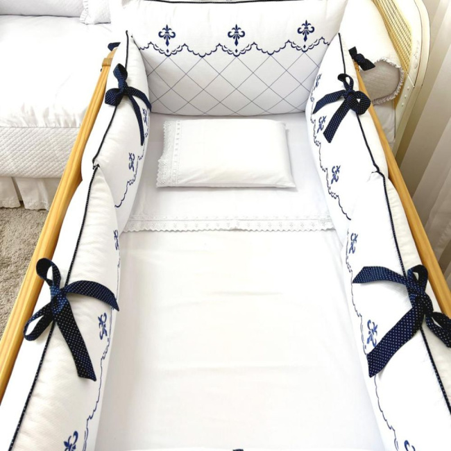 Kit Enxoval para Berço Versailles Marinho 9 Peças