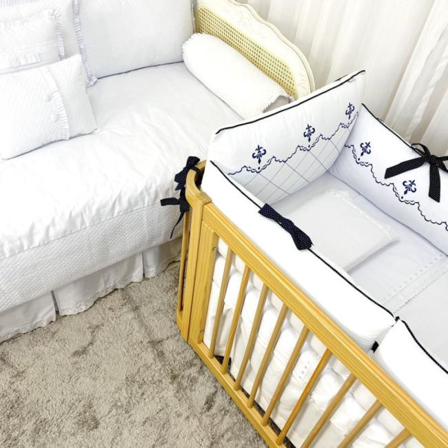 Kit Enxoval para Berço Versailles Marinho 9 Peças