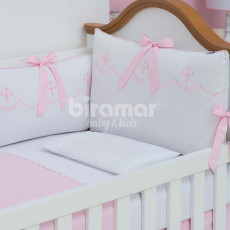 Kit Enxoval para Berço Versailles Rosa 9 Peças - Promocional