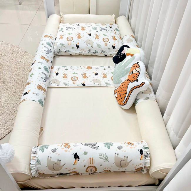 Kit Rolinho Mini Cama 10 Peças Felice Safari (Colchão 1,50 x 0,70)