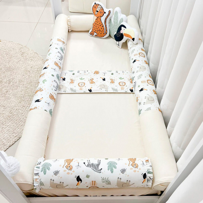 Kit Rolinho Mini Cama 10 Peças Felice Safari (Colchão 1,50 x 0,70)