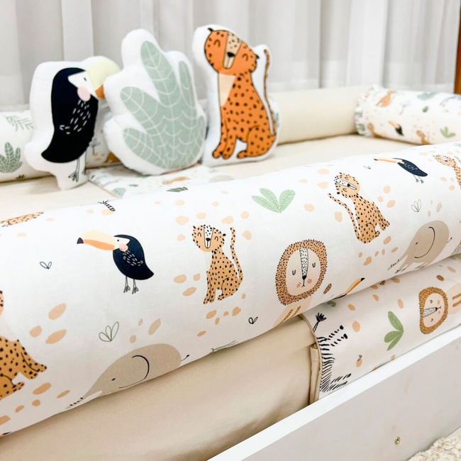 Kit Rolinho Mini Cama 10 Peças Felice Safari (Colchão 1,50 x 0,70)