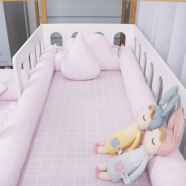 Kit Rolinho Mini Cama 4 Peças Boston Rosa (Colchão 1,50 x 0,70)
