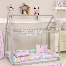 Kit Montessoriano Mini Cama Rolinho 4 Peças Clementine Rosa (Colchão 1,50 x 0,70)